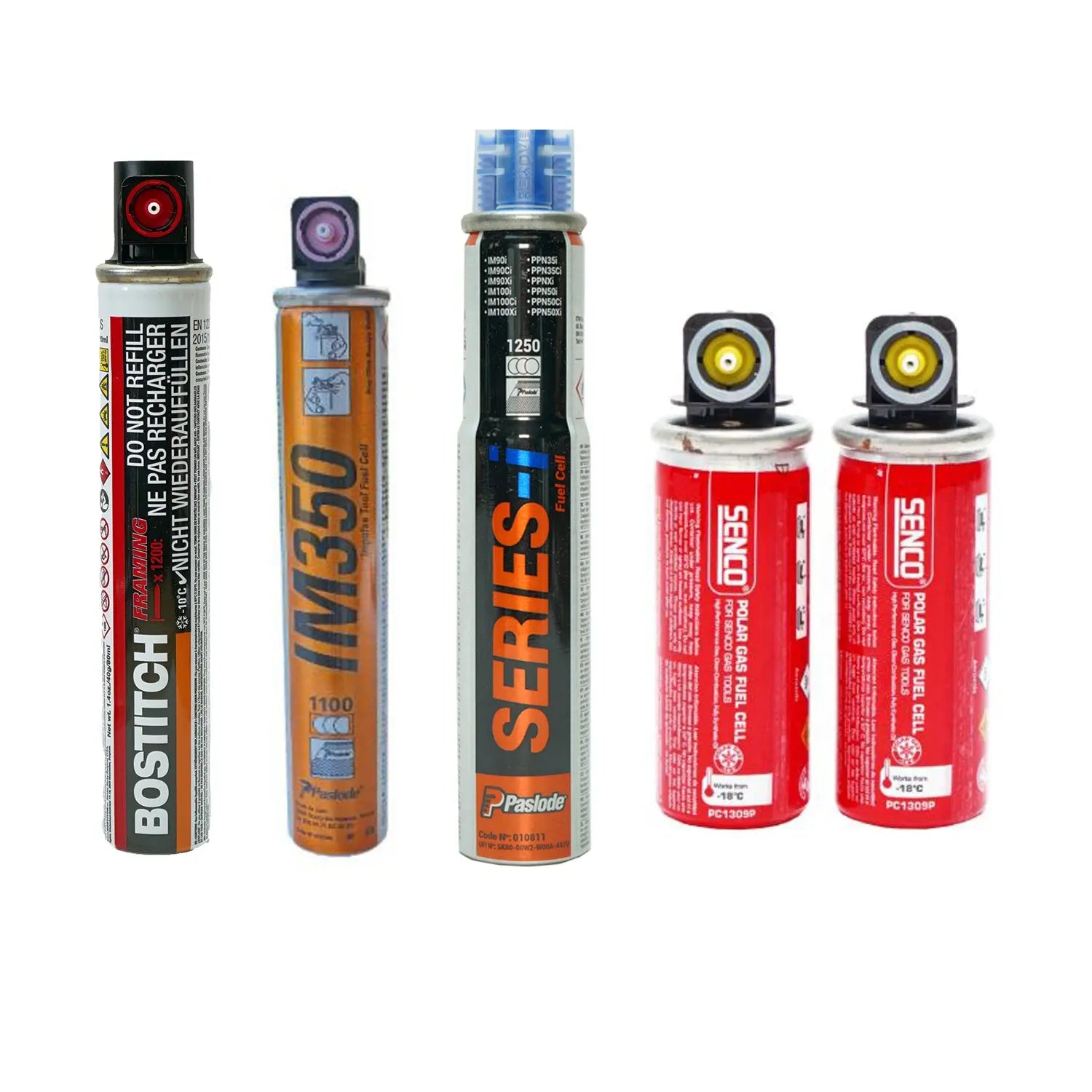 Gaskartuschen für Streifennagler, kompatibel mit Paslode IM350, Bostitch 80 ml und Senco PC1309P Polar