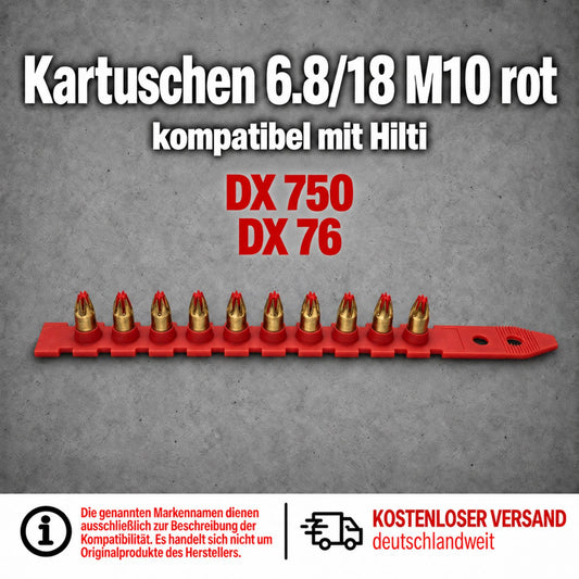 Kartuschen 6,8/18 M10 Rot – kompatibel mit Hilti DX 750 und DX 76 WS-Werkzeughandel