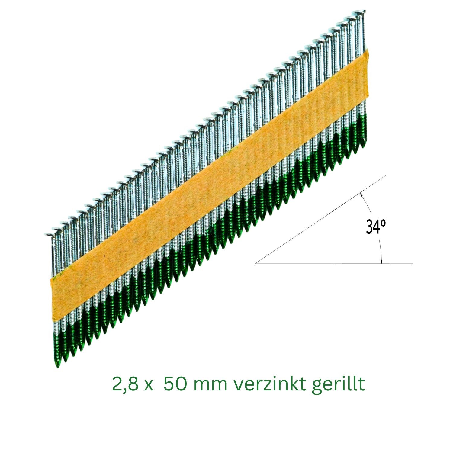 Streifennägel 34° 2,8 x 50 mm verzinkt gerillt
