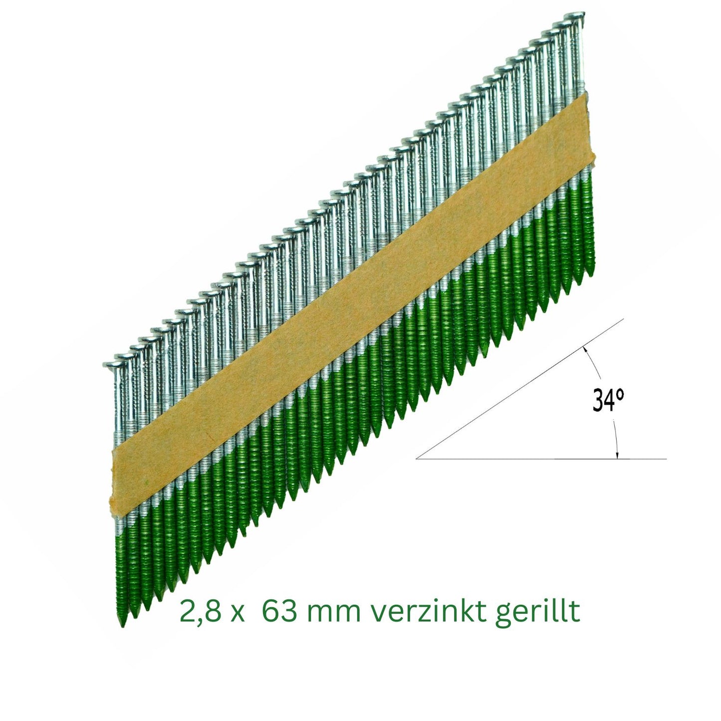 Streifennägel 34° 2,8 x 63 mm verzinkt gerillt