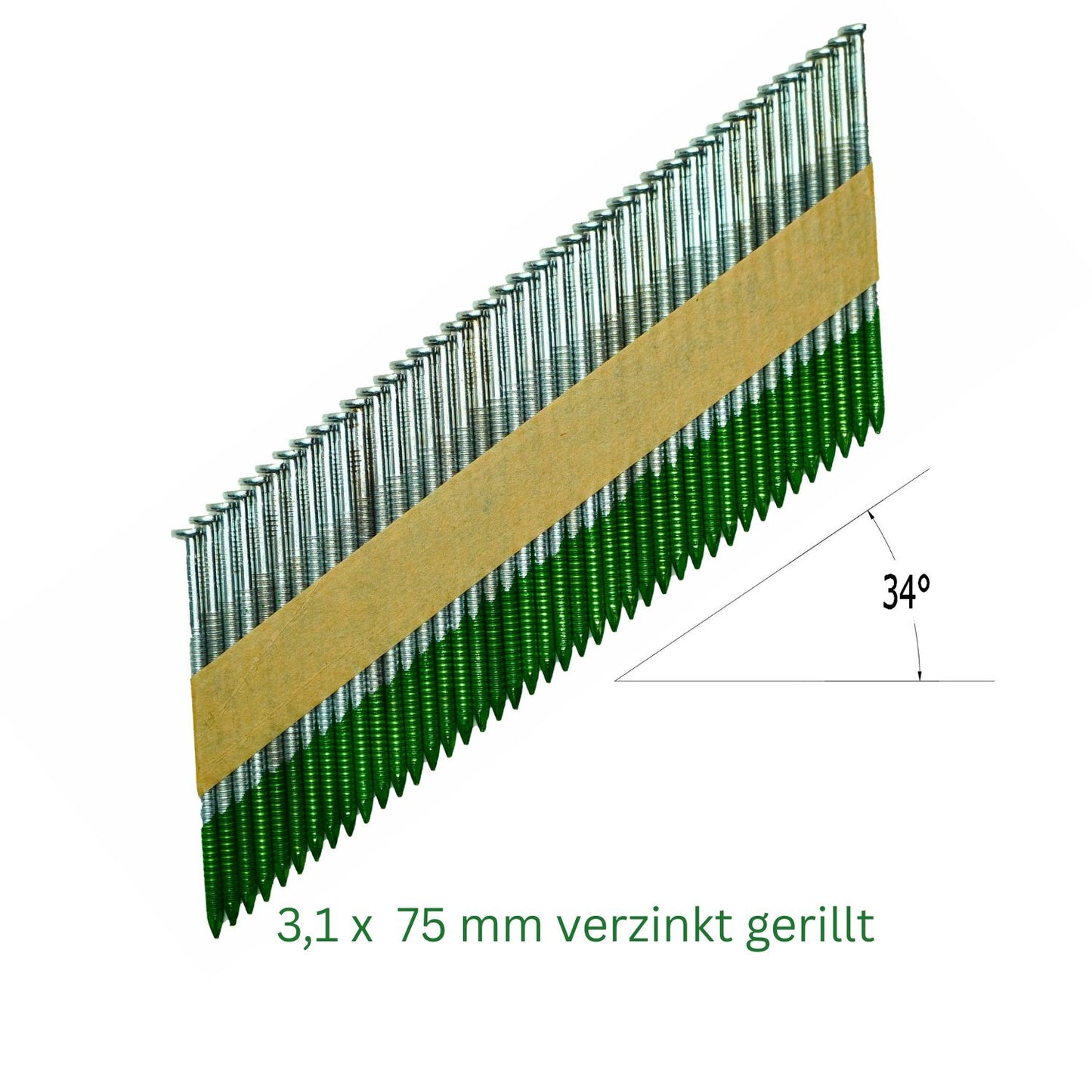 Streifennägel 34° 3,1 x 75 mm verzinkt gerillt