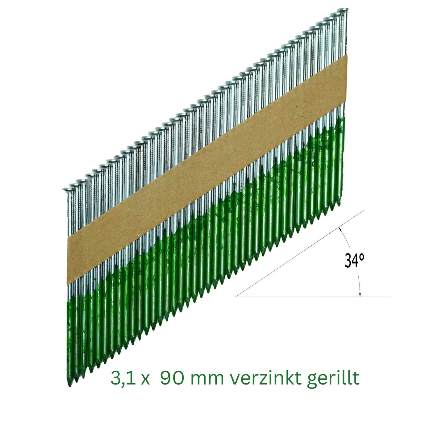 Streifennägel 34° 3,1 x 90 mm verzinkt gerillt